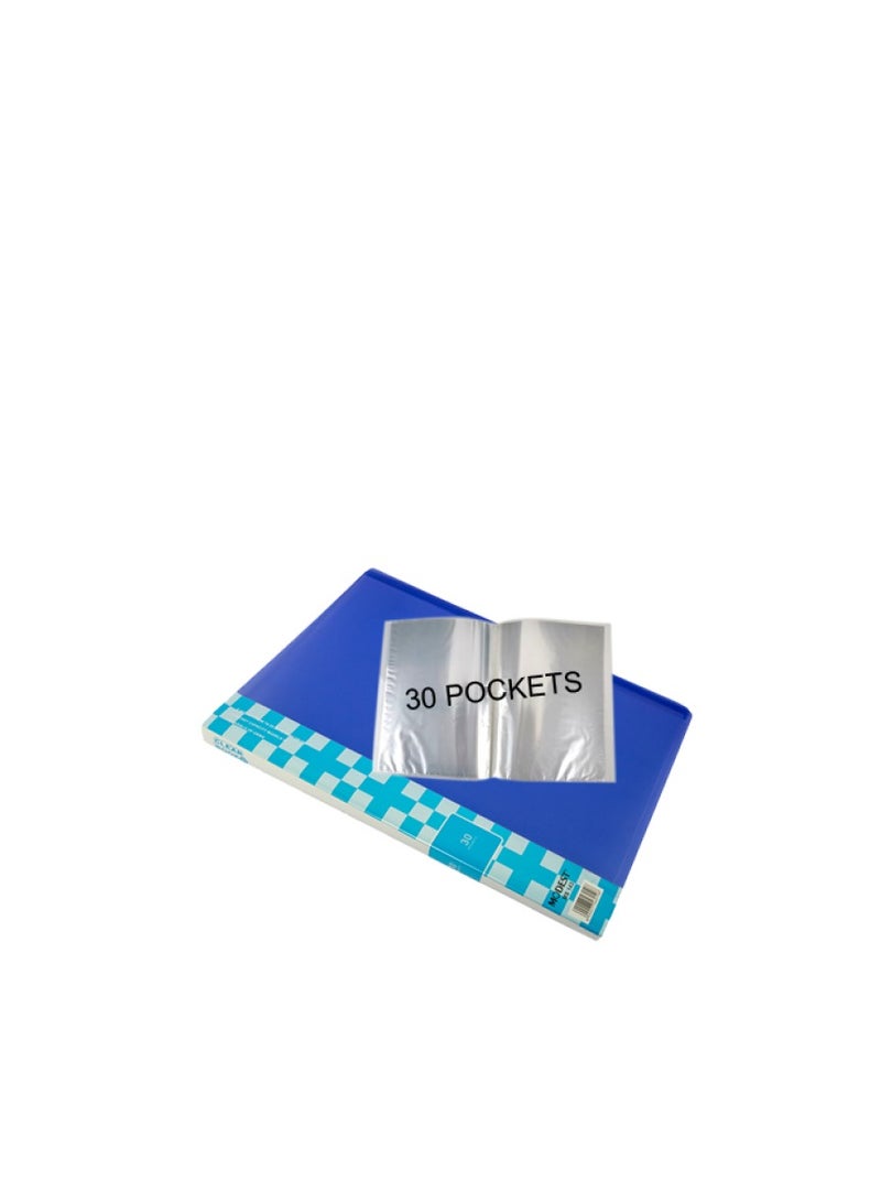 MODEST Display Book 30 Pocket BLUE Lets you organize your papers, files and documents easily Ultra-thin and non-sticking design for easy usability Compatible paper size is A4  - Image 1