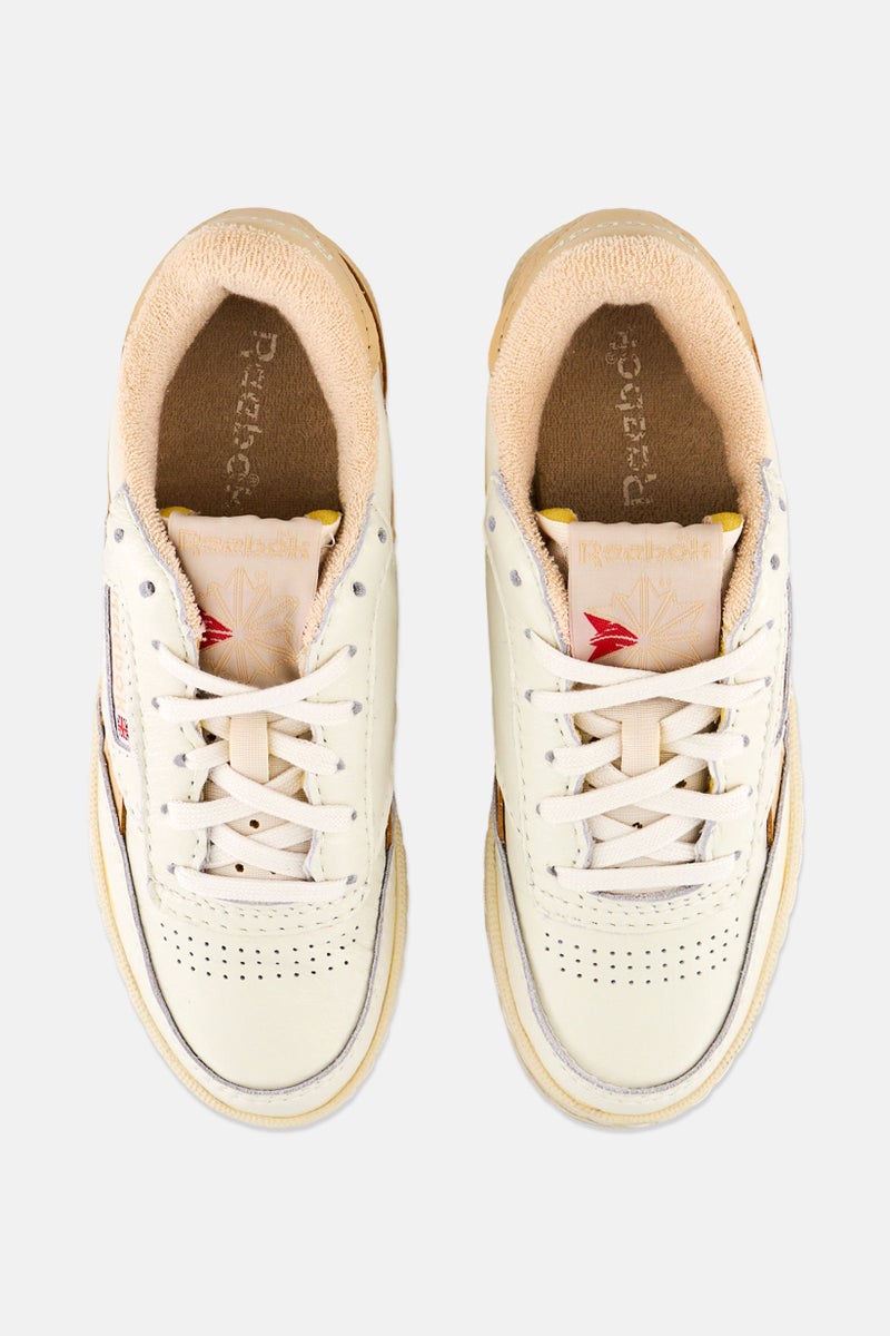 Reebok Kids Boy Club C Revenge Lace Up Tennis Shoes, Beige  - Image 3