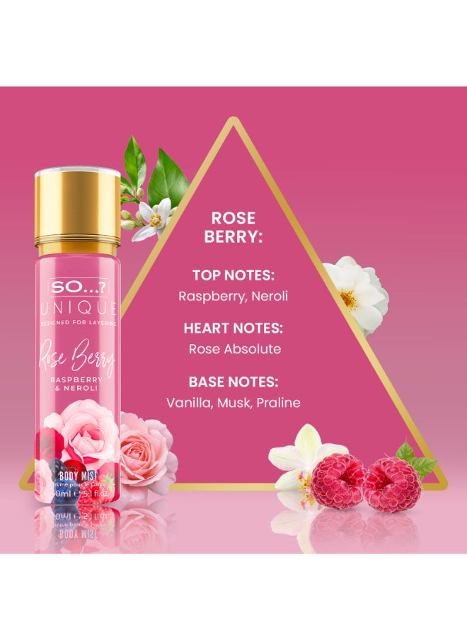 So..? Unique Women's Rose Berry Body Mist | 150ml | Luxurious Floral & Fruity Fragrance Spray | Long-Lasting, Refreshing Perfume For Women | Perfect for Daily Wear & Special Occasions  - Image 2