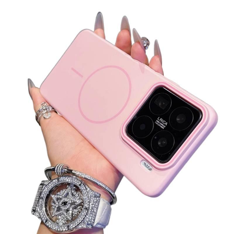 MS غطاء MagSafe بPC لـ redmik80/pocof7pro مع حماية من السقوط ومغناطيس قوي مع مقاوم للصدمات مع ملمس ناعم مع ملمس غير لامع باللون Cherry Blossom Pink مغناطيسي باللون الوردي باللون الأح. - Image 1