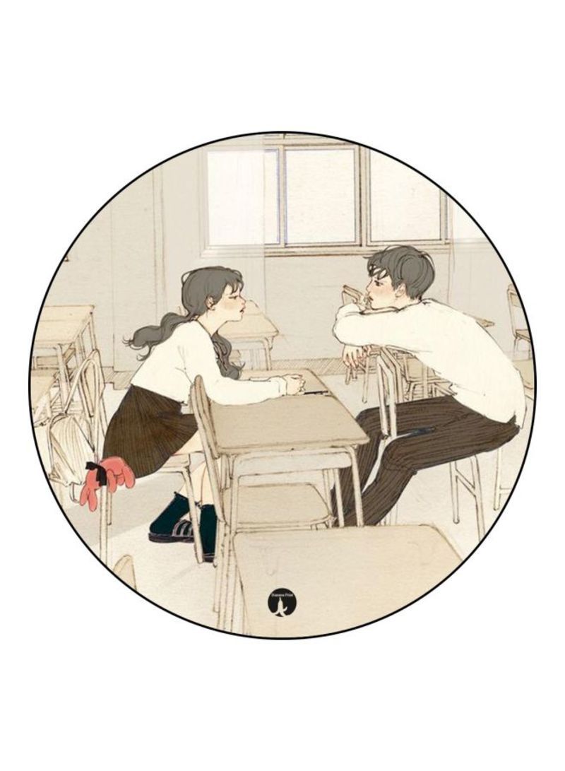 RKN Boy And A Girl Theme Printed Fridge Magnet  Beige/Brown/Grey - Image 1