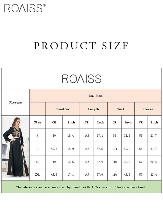 roaiss - Abaya Style Exquisite Embroidered Pattern Robe Loose Fitting Women'S Daily Casual Versatile Long Dress For Commuting Formal Dress - Image 1
