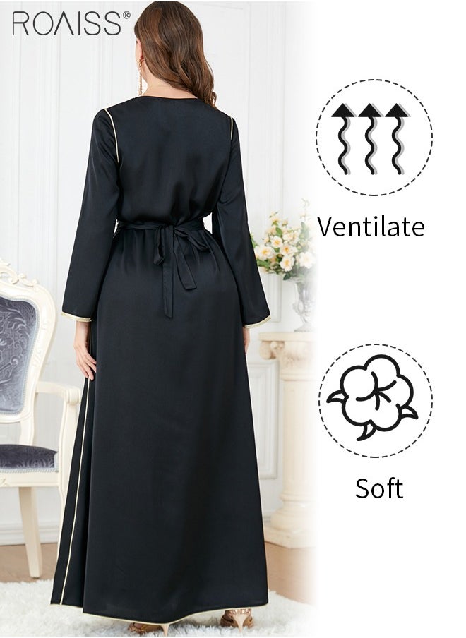 roaiss - Abaya Style Exquisite Embroidered Pattern Robe Loose Fitting Women'S Daily Casual Versatile Long Dress For Commuting Formal Dress - Image 1