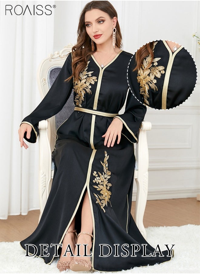 roaiss - Abaya Style Exquisite Embroidered Pattern Robe Loose Fitting Women'S Daily Casual Versatile Long Dress For Commuting Formal Dress - Image 1