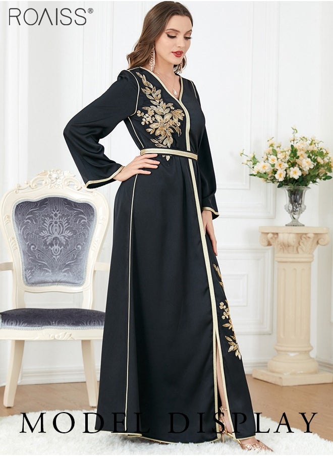 roaiss - Abaya Style Exquisite Embroidered Pattern Robe Loose Fitting Women'S Daily Casual Versatile Long Dress For Commuting Formal Dress - Image 1