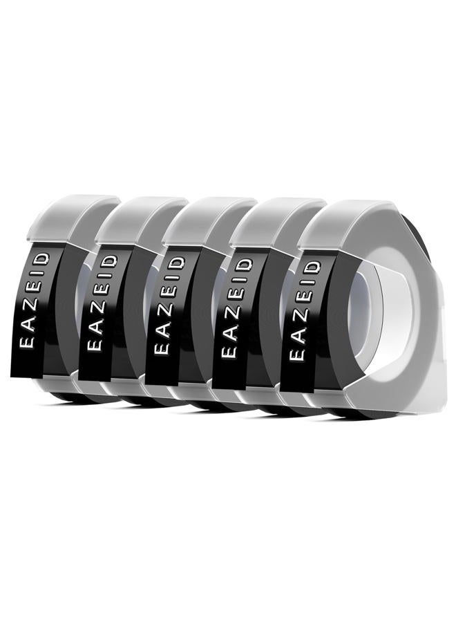 EazeID 3D Embossing Label Tape Durable Self-Adhesive Plastic Omega S Label Tapes 3/8 inch, Compatible for Dymo Organizer Xpress Pro 12965 Embossed Label Makers, 9mm x 3m Black 5-Pack - Image 1