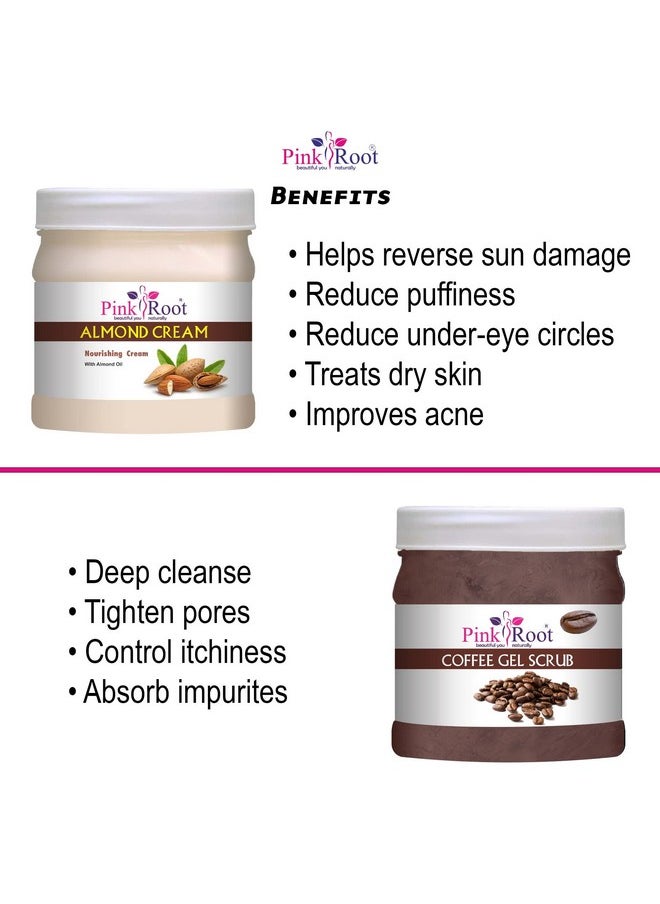 Pink Root - Pink Root Almond Cream 500gm with Coffee Gel Scrub 500gm - Image 1