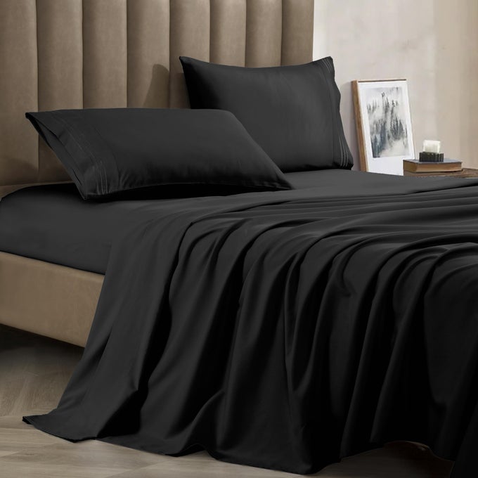 PREMIUM 1800 HOTEL QUALITY WRINKLERESISTANT 4PIECE MICROFIBER SHEET SET LUXURY ULTRA SOFT AND BREATHABLE BEDDING 16 INCH DEEP POCKET 4PC SHEET SET FULL BLACK