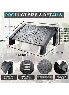 TEGRILO Foot Rest for Under Desk with Massage Adjustable Under Desk Footrest For Home and Office Use Foot Stool Under Desk with 6 Height Position Adjustment  - Image 2