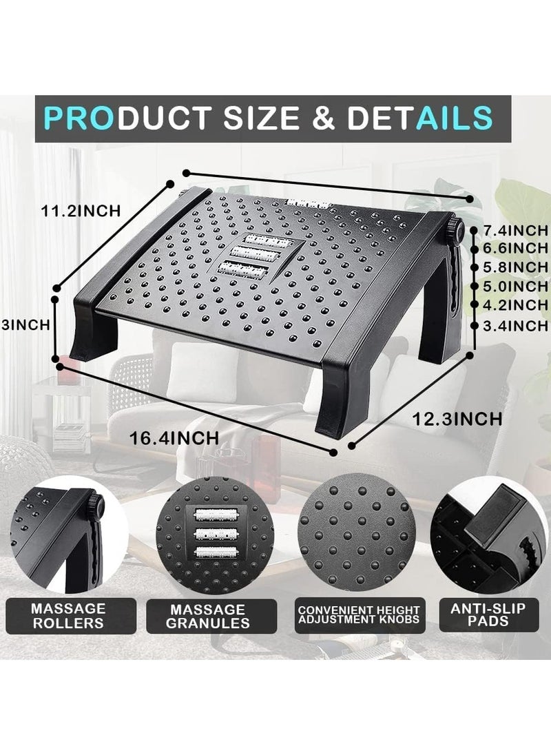 TEGRILO - Foot Rest for Under Desk with Massage Adjustable Under Desk Footrest For Home and Office Use Foot Stool Under Desk with 6 Height Position Adjustment - Image 1