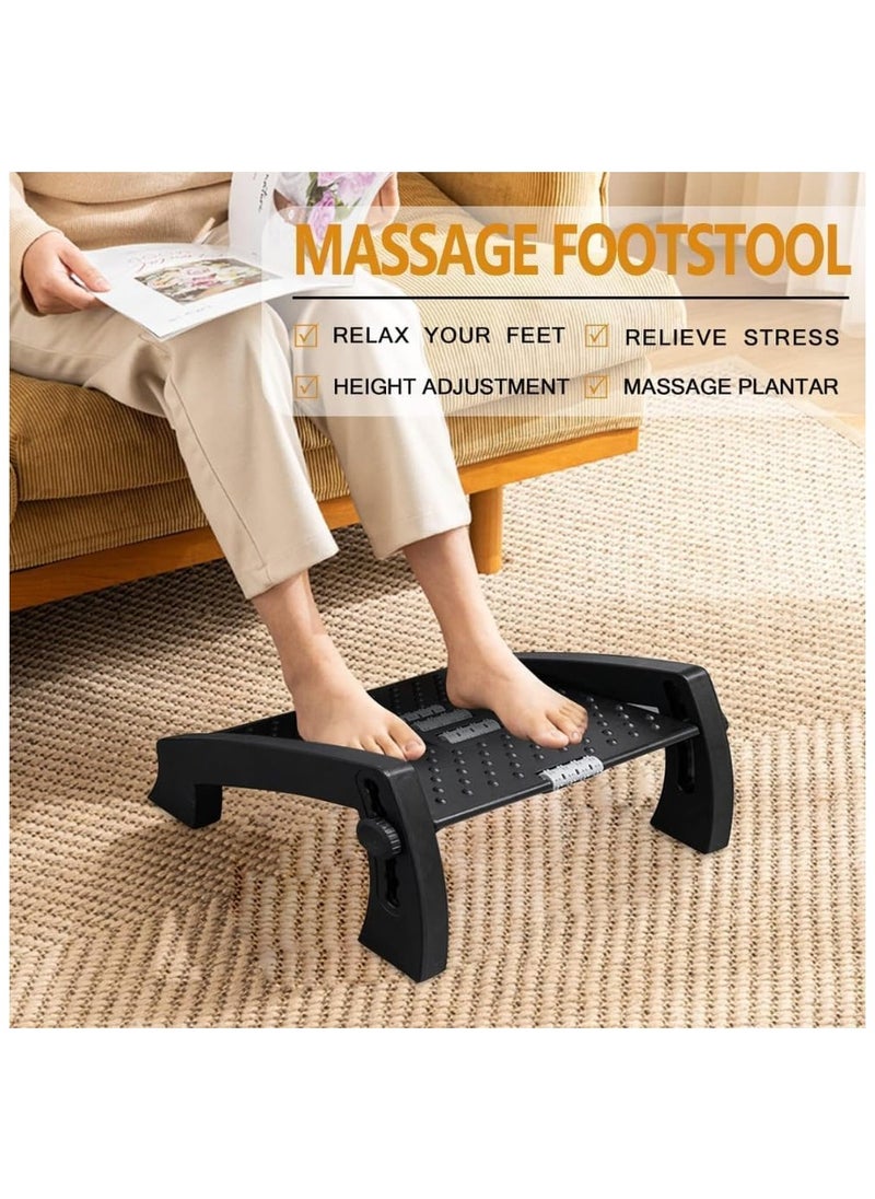 TEGRILO - Foot Rest for Under Desk with Massage Adjustable Under Desk Footrest For Home and Office Use Foot Stool Under Desk with 6 Height Position Adjustment - Image 1