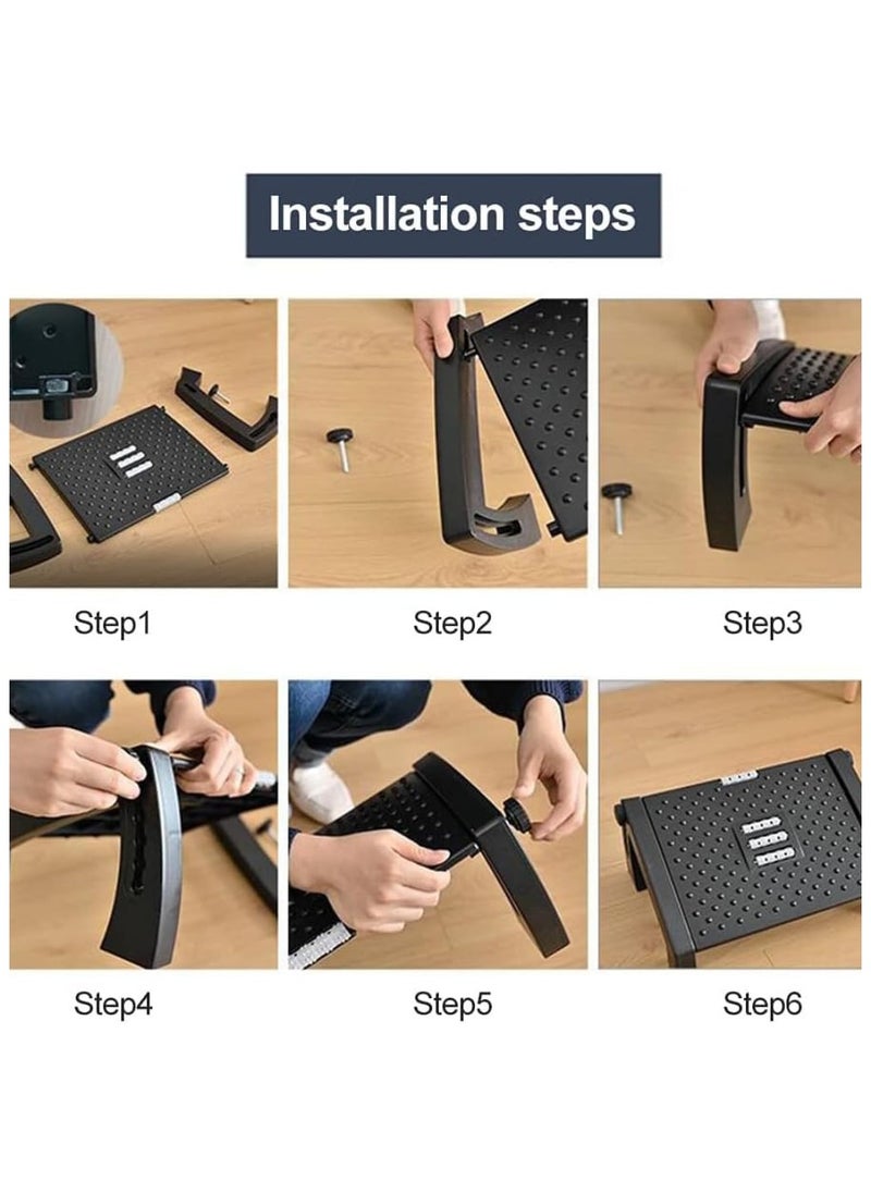 TEGRILO - Foot Rest for Under Desk with Massage Adjustable Under Desk Footrest For Home and Office Use Foot Stool Under Desk with 6 Height Position Adjustment - Image 1
