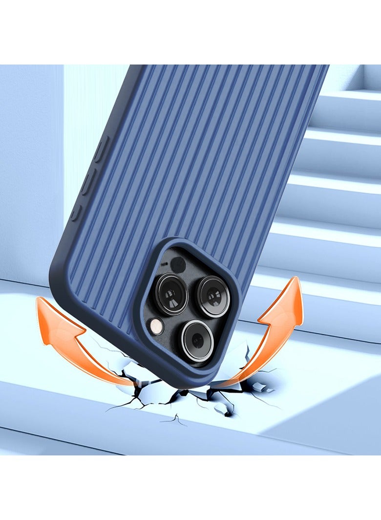 Compatible With Iphone 14 Promax 6.7-Inch Anti Drop Phone Case, With Vertical Stripe Anti Slip Design (Blue) - Image 2