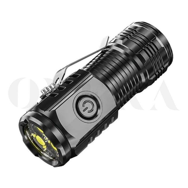 overa Mini LED Torch LED Portable Clip Mini Light Source Torch Portable Mini LED Torch Three Modes Torch Rechargeable Mini LED Torch Water Resistance Torch Black - Image 4