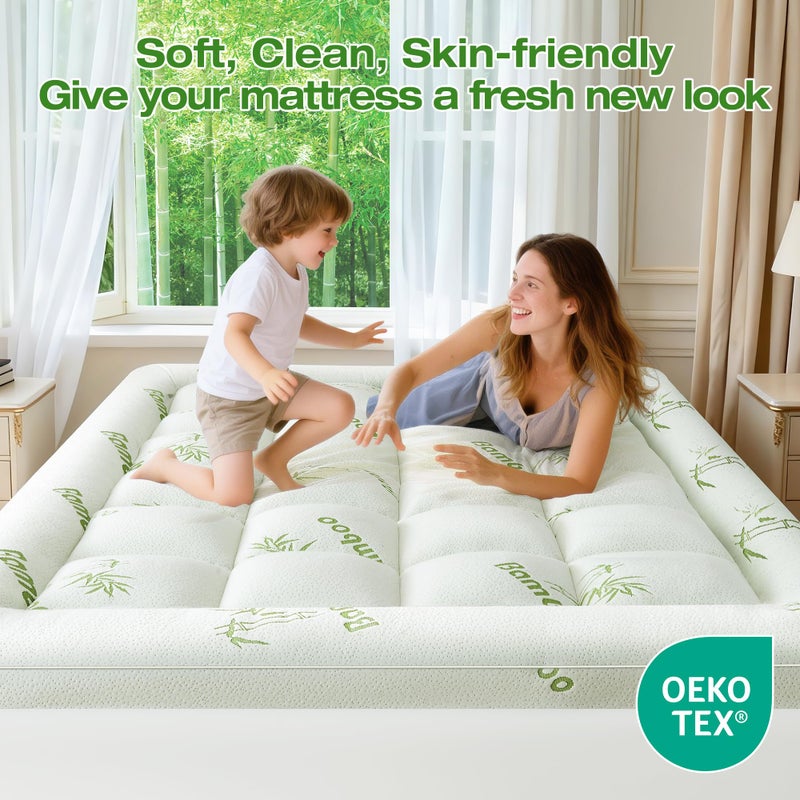 SurChic Ultra Soft Mattress Topper King Size Viscose Derived from Bamboo, Thick Pillow Top Mattress Pad Cover for Back Pain, Cooling Mattress Protector with 8-21 Inch Deep Pocket - Image 5