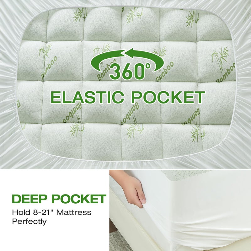 SurChic Ultra Soft Mattress Topper King Size Viscose Derived from Bamboo, Thick Pillow Top Mattress Pad Cover for Back Pain, Cooling Mattress Protector with 8-21 Inch Deep Pocket - Image 4