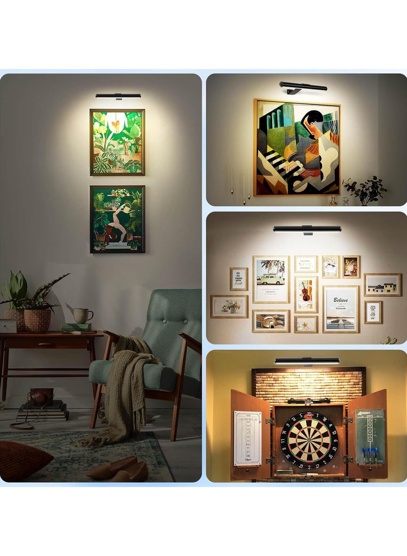 Wall lamp with dimmable brightness and timer settings, rechargeable painting light, wall-mounted artwork display, three-color light remote control for picture frames, dartboard portraits. - Image 4