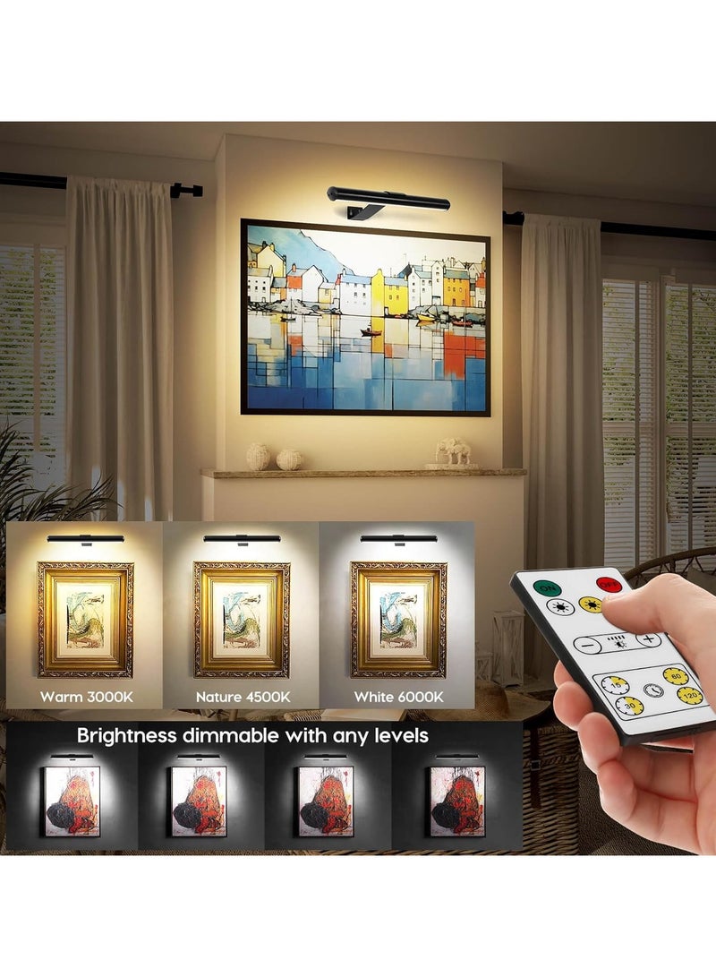 Wall lamp with dimmable brightness and timer settings, rechargeable painting light, wall-mounted artwork display, three-color light remote control for picture frames, dartboard portraits. - Image 2