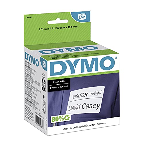 DYMO Authentic LW Name Badge Labels DYMO Labels for LabelWriter Printers White 2-1/4" x 4" 1 Roll of 250 - Image 1