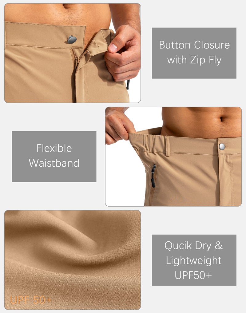 Pudolla Men's Hiking Cargo Shorts 9" Lightweight Outdoor Work Shorts for Men Travel Golf Camping Casual with 5 Zipper Pockets(Dark Khaki Large) - Image 5