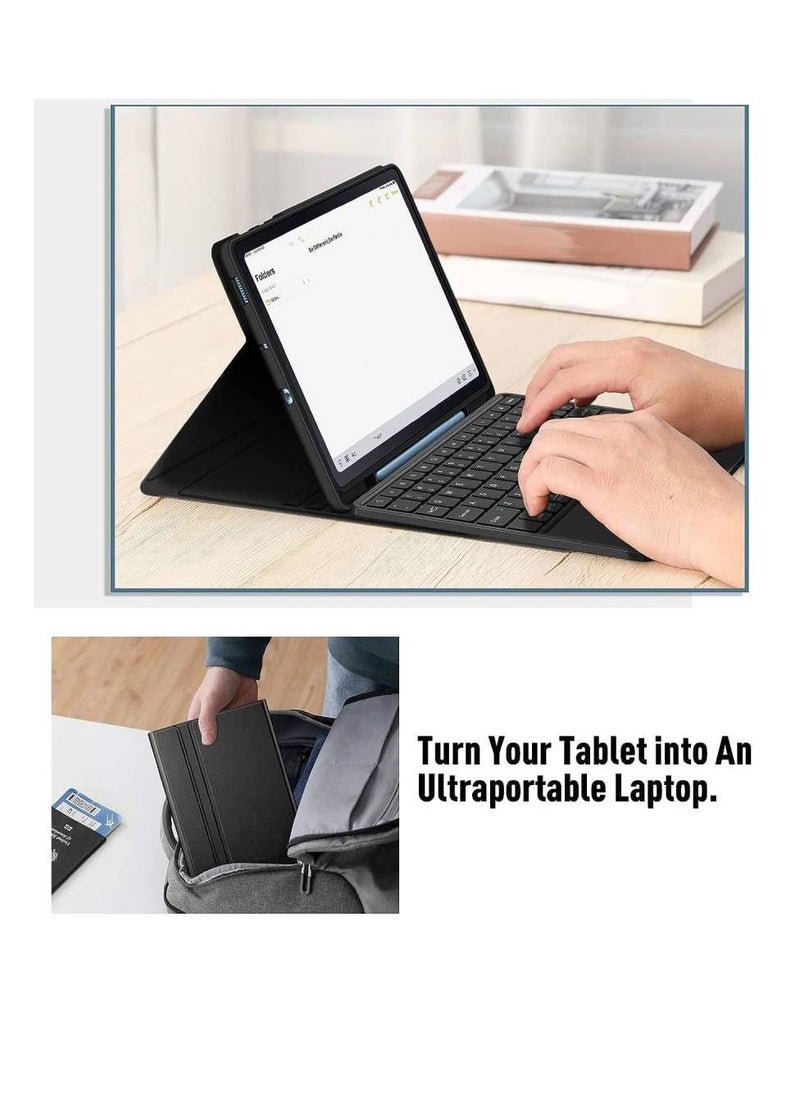 GENNEXT - Keyboard Trackpad Case For Samsung Galaxy Tab S6 Lite 10.4 2022/2020 (SM-P610/P613/P615/P619) Cover Case With Detachable Keyboard Black - Image 1