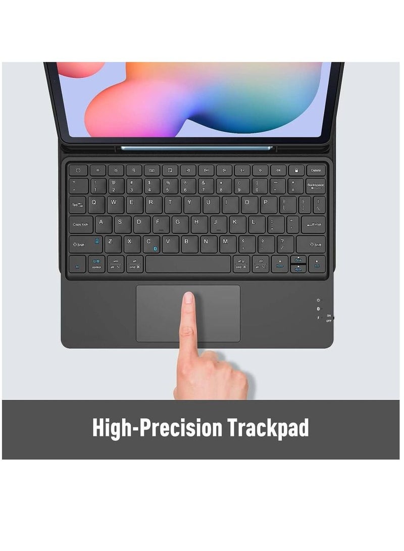GENNEXT - Keyboard Trackpad Case For Samsung Galaxy Tab S6 Lite 10.4 2022/2020 (SM-P610/P613/P615/P619) Cover Case With Detachable Keyboard Black - Image 1