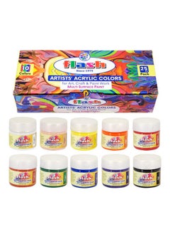 Flash Acrylic Colour Set For Adults Kids Professionals-10 Acrylic Colours Set of 25ml Each-High Pigment Strength Eco Friendly Non Fading Non Toxic Multi Surface Acrylic Paint (25 ml each, 10 Colours) - pzsku/Z029985D905A437CD628CZ/45/_/1740119125/cd63ac59-6420-4c7f-9ffa-c30838424127