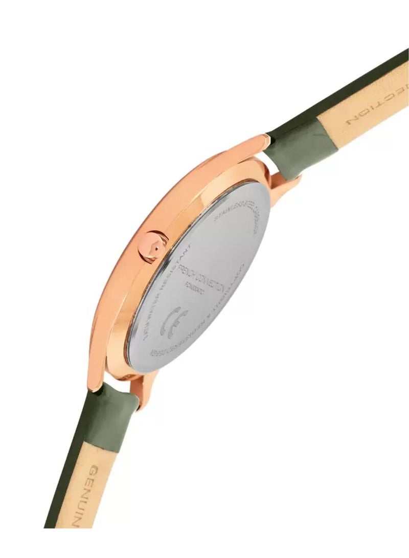 French Connection ساعة يد رجالية تناظرية كوارتز بقرص أخضر وأشرطة جلدية FCN00047C - 42 مم - Image 4