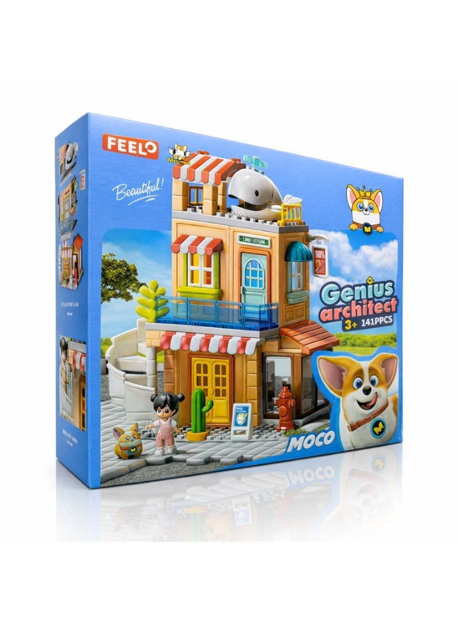 FEELO Building Set – Genius Architect Series – Creative Multi-Storey House with Interior Accessories & Mini Figure – 141 Pieces – Ages 3+ - Image 5
