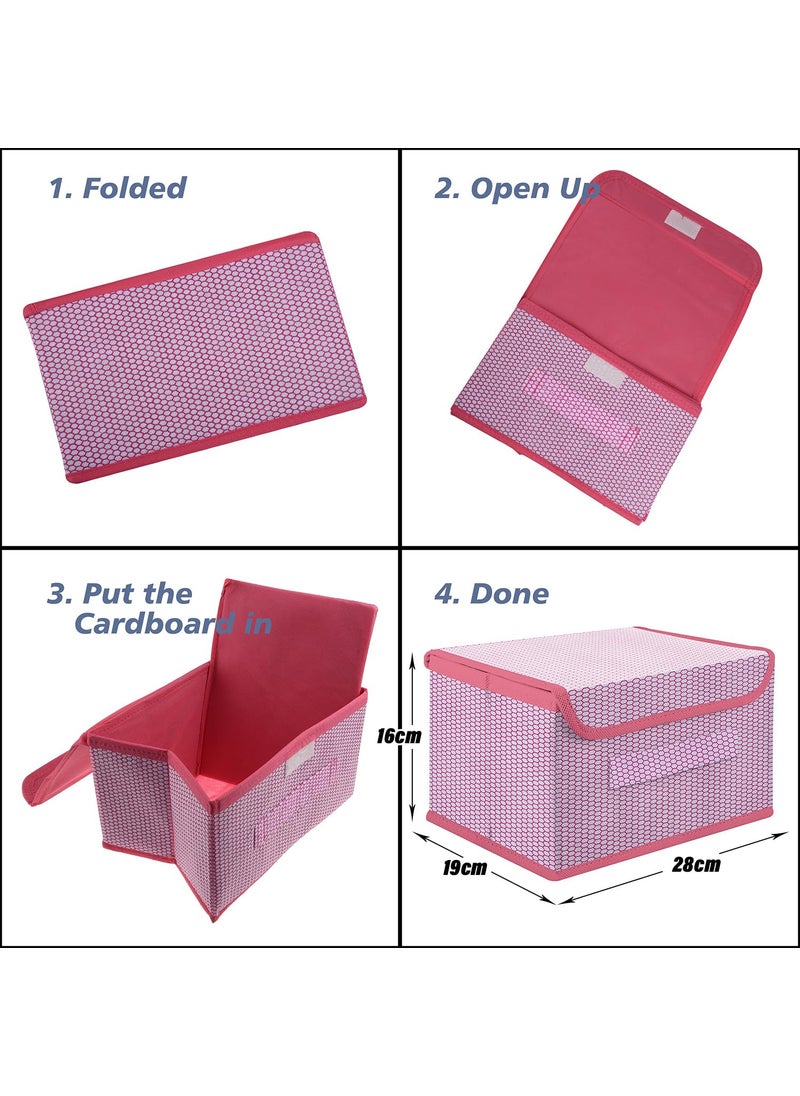 Kuber Industries Kuber Industries Drawer Storage Box Dhakkan Storage Box NonWoven Clothes Organizer For Toys Foldable Storage Box with Handle Small Pack of 2 Green Pink  - Image 2