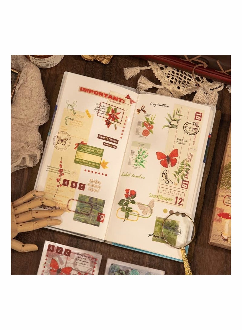 Excefore Vintage Scrapbooking Stickers, 510 Pcs Vintage Aesthetic Scrapbooking Supplies Kit, Mystical Jungle Transparent Decorative Stickers Plant Butterfly Flower Mushroom Insect Stickers - Image 3