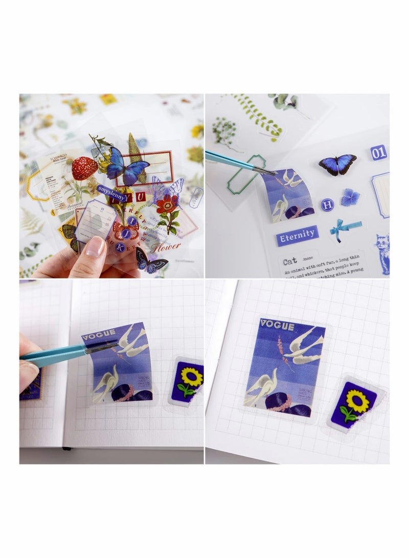 Excefore Vintage Scrapbooking Stickers, 510 Pcs Vintage Aesthetic Scrapbooking Supplies Kit, Mystical Jungle Transparent Decorative Stickers Plant Butterfly Flower Mushroom Insect Stickers - Image 5