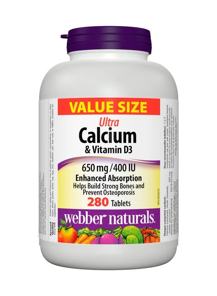 Webber Naturals Ultra Calcium & Vitamin D3 650 mg / 400 IU 280 Tablets