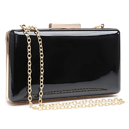 Dasein Women Evening Purses Clutch Bags Formal Party Clutches Wedding Purses Cocktail Prom Handbags (Patent Leather Black) - Image 1