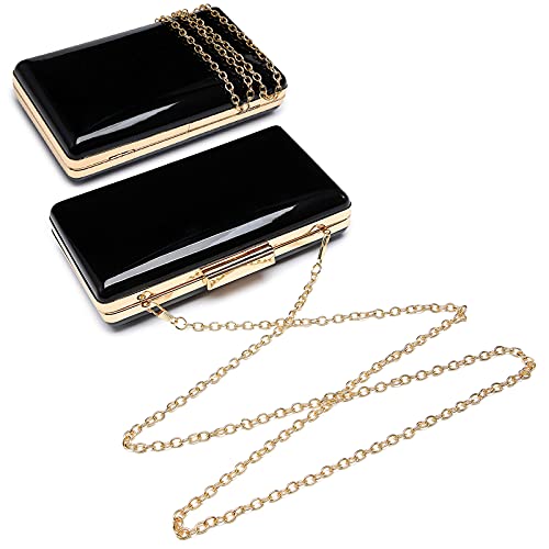 Dasein Women Evening Purses Clutch Bags Formal Party Clutches Wedding Purses Cocktail Prom Handbags (Patent Leather Black) - Image 3