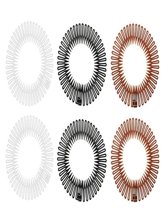 سوبيربليس 6 قطع من مشابك الشعر البلاستيكية المرنة على شكل دائرة، أمشاط شعر، مشابك شعر دائرية، أطواق شعر، إكسسوارات شعر نسائية عصرية (أسود + بني + شفاف) - Image 1