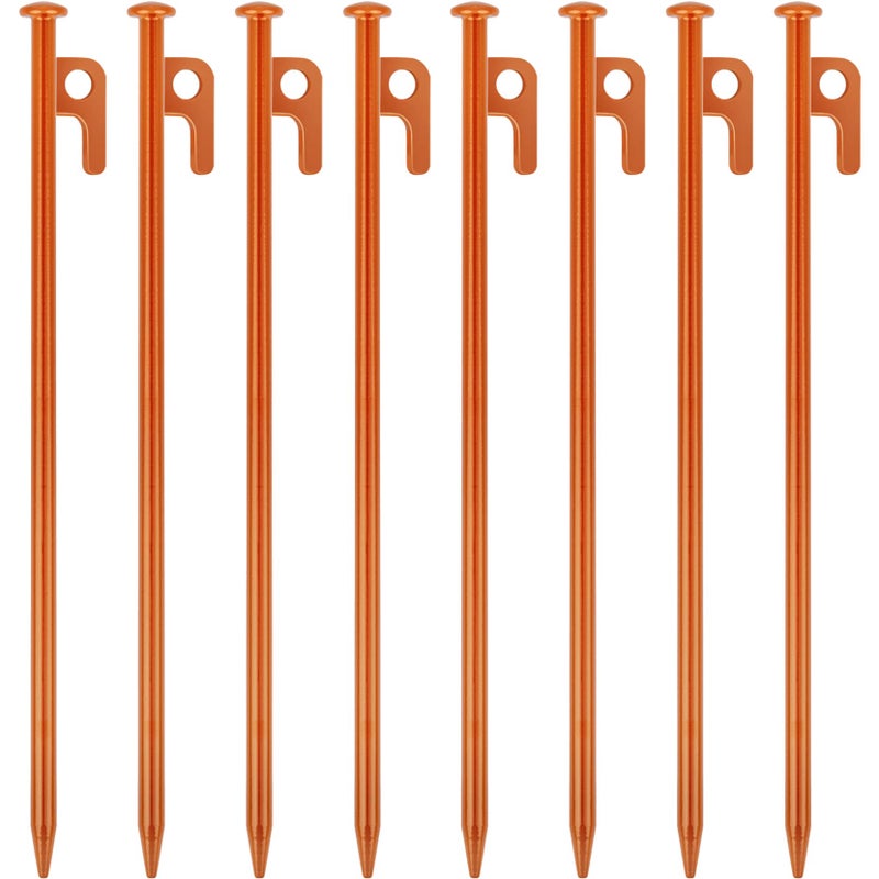 8 Pack Tent Stakes Heavy Duty 12 inch Steel Tent Pegs for Camping Unbreakable and InflexibleOrange