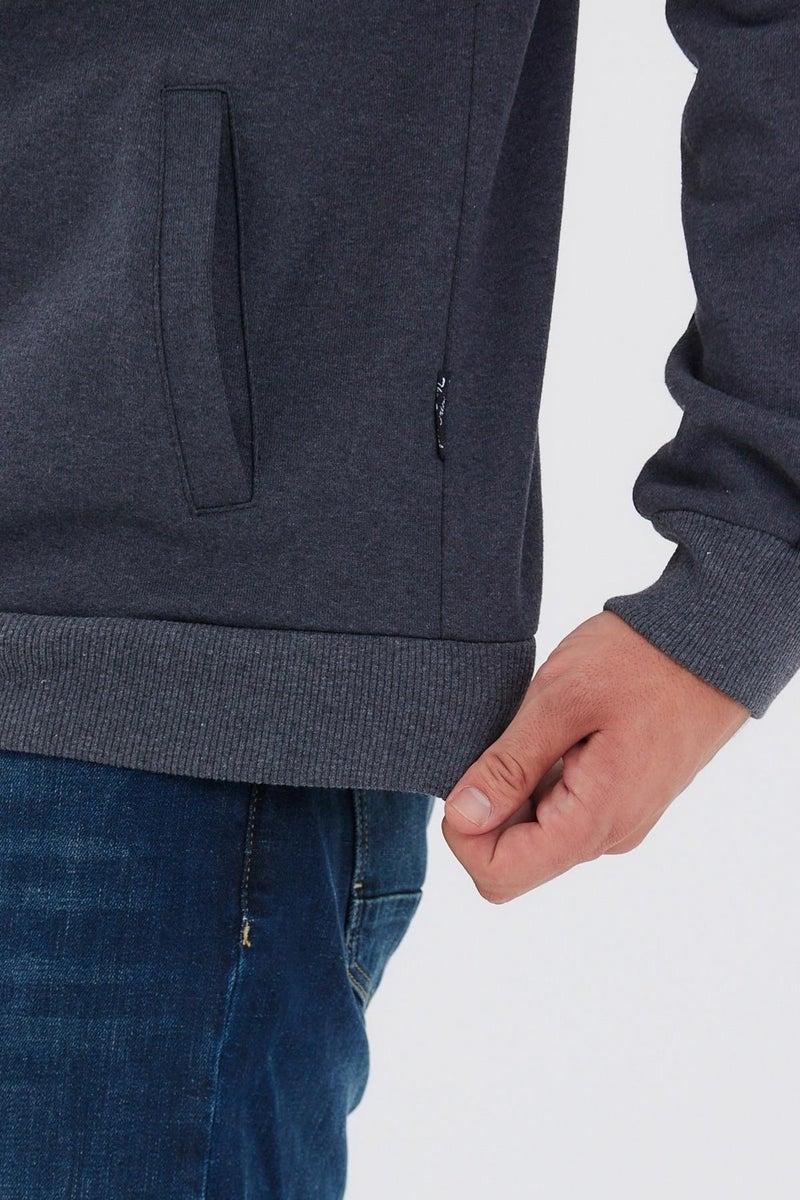 mmetalic Cotton Inside Zippered Vertical Side Pocket Men's Anthracite Cardigan  - Image 2