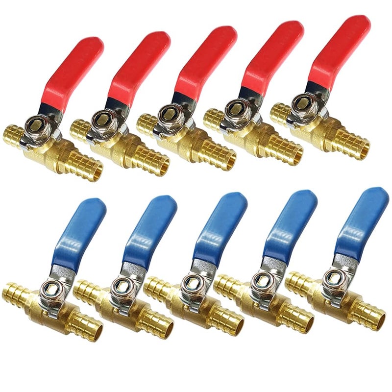 Uenede 10PCS LF Brass 12 Inch PEX Barb Full Port Shut Off Ball Valve Pipe Crimp Fitting for Hot and Cold Water - Image 2