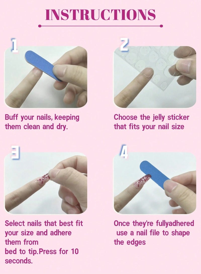 Generic Square-shaped fake nails set – the box includes 24 nails, a nail file, and glue.  - Image 3