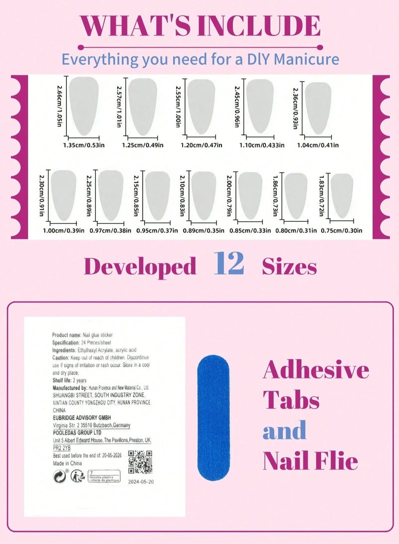 Generic Square-shaped fake nails set – the box includes 24 nails, a nail file, and glue.  - Image 4