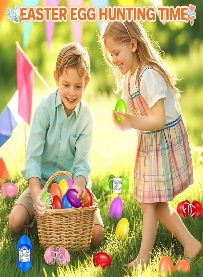 AuroTops 24 Pack Easter Basket Stuffers,Easter Eggs Filled with Metal Brain Teaser Puzzles Fidget Toys for Kids Party Favors Prefilled Easter Eggs with Toys,Filled Eggs For Easter Egg Hunt,Classroom Prizes - Image 3