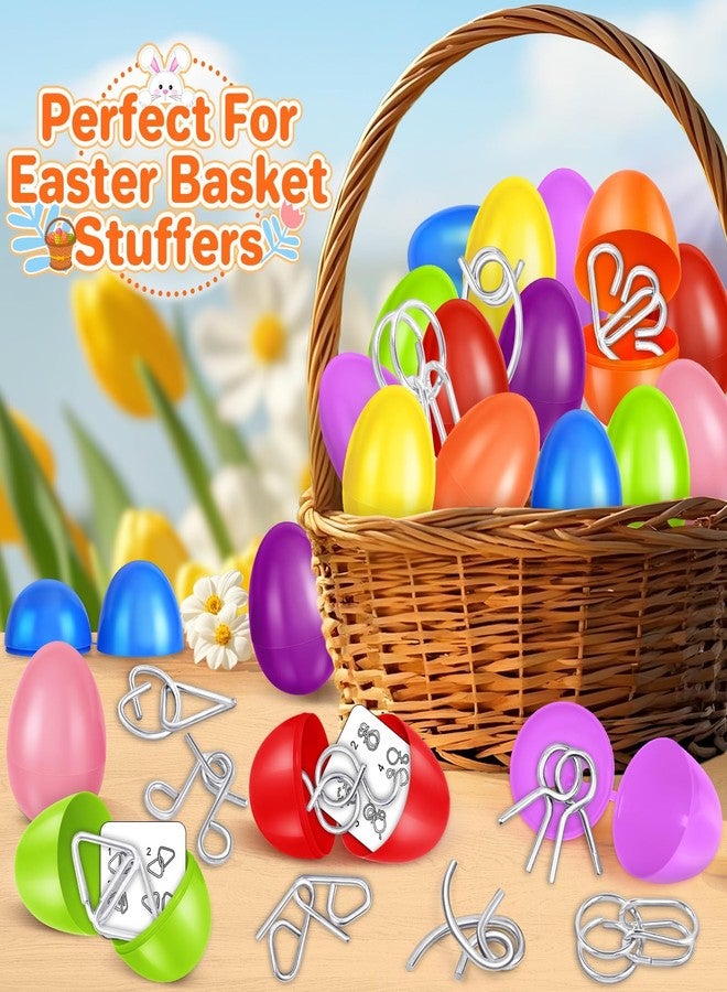AuroTops 24 Pack Easter Basket Stuffers,Easter Eggs Filled with Metal Brain Teaser Puzzles Fidget Toys for Kids Party Favors Prefilled Easter Eggs with Toys,Filled Eggs For Easter Egg Hunt,Classroom Prizes - Image 4
