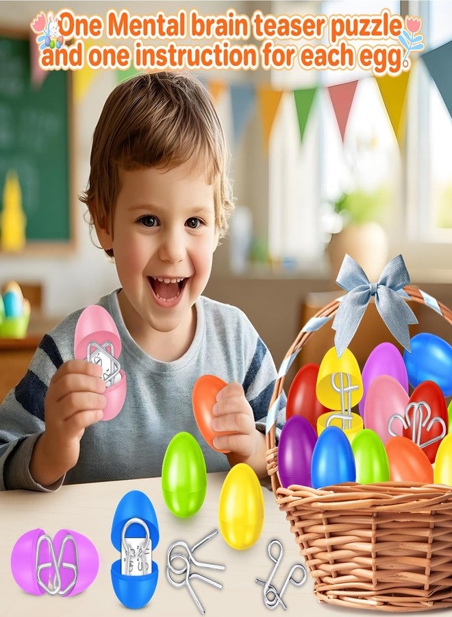 AuroTops 24 Pack Easter Basket Stuffers,Easter Eggs Filled with Metal Brain Teaser Puzzles Fidget Toys for Kids Party Favors Prefilled Easter Eggs with Toys,Filled Eggs For Easter Egg Hunt,Classroom Prizes - Image 5