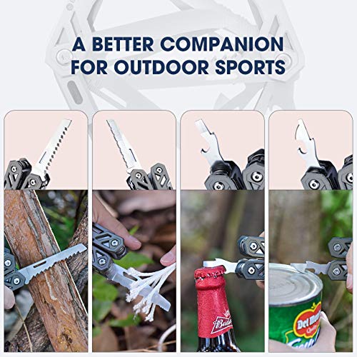 BIBURY Multitool Pliers, 21-in-1 Stainless Steel Pocket Knife with Screwdriver Sleeve, Foldable Safety Locking Design Multi Tool with Sheath for Survival, Camping, Fishing & Home Repair, Gift for Men - Image 3