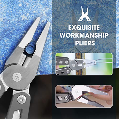BIBURY Multitool Pliers, 21-in-1 Stainless Steel Pocket Knife with Screwdriver Sleeve, Foldable Safety Locking Design Multi Tool with Sheath for Survival, Camping, Fishing & Home Repair, Gift for Men - Image 2