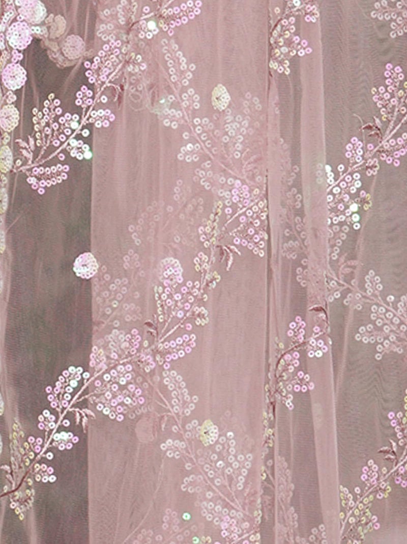 Satrani Women's Net Sequence Embroidery Work Saree with Unstitched Blouse Piece (3187S144N_Dusty Pink) - Image 5