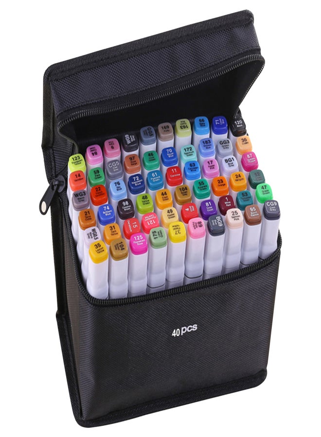 Touch 40 Colors Markers Dual Tip Marker Pen Sketching Writing Painting Underlining Marker Artist Drawing Double-Ended Art Markers with Zip Storage Bag  - Image 1