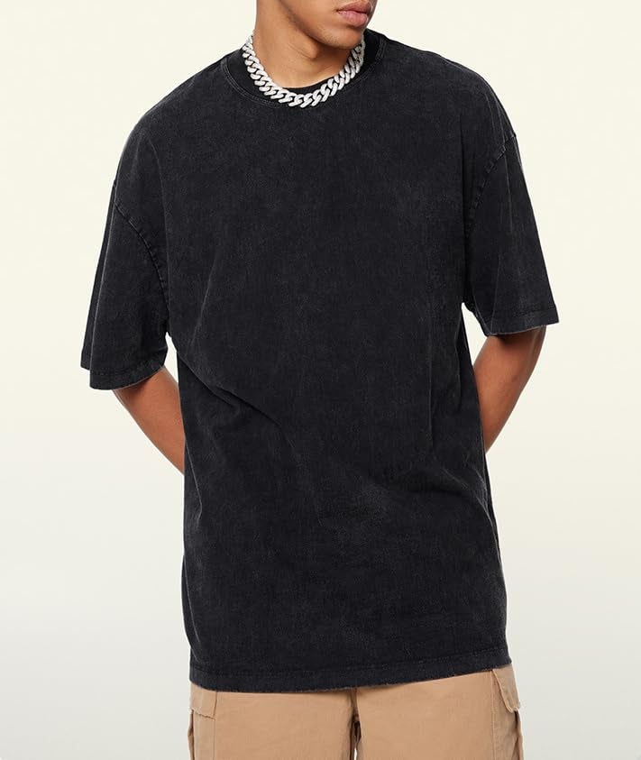 POHADON 3 Pcs Men's Oversized Cotton Summer T-Shirts - Vintage Baggy Tee Loose Fit Short Sleeve T-Shirts Casual Streetwear (I,XL) - Image 2