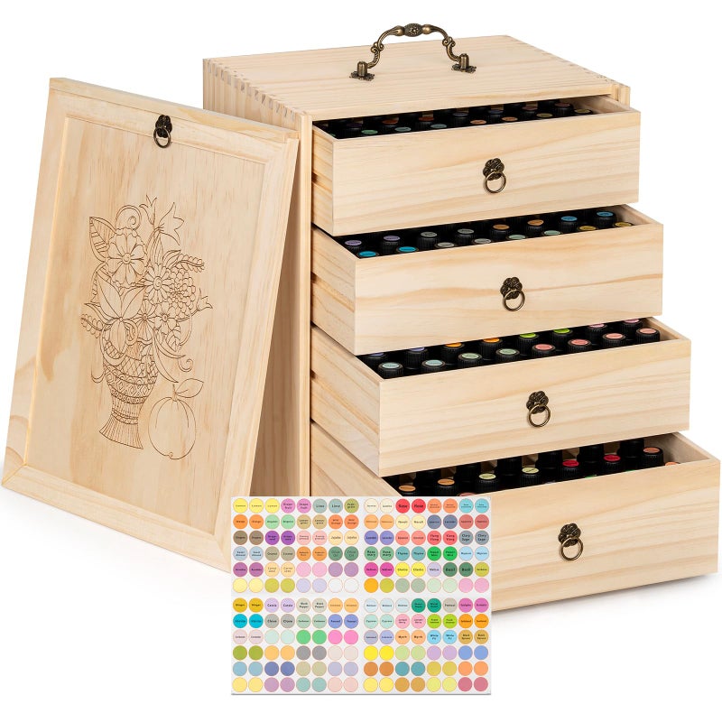 TORIBIO Essential Oils Box for 192 Bottles, Wooden Essential Oils Storage Organizer Holds 5 10 15 20 30 ml for Young Living & Doterra Bottles - Image 1